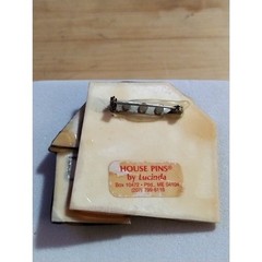 Vintage Acrylic Lucinda House Pin in Black and Golden Yellow