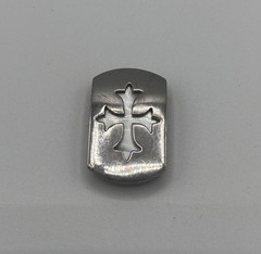 Vintage 925 Sterling Silver Iron Cross Abalone Shell Choker Charm Pendant
