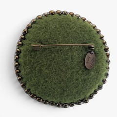 Vintage Piaf Design Beaded Felt Brooch Czech Artisan Handmade 2.25″ Diameter