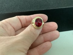 VTG/Antique Art Deco gold filled?rolled?red glass signet ring size 5.25 unsigned