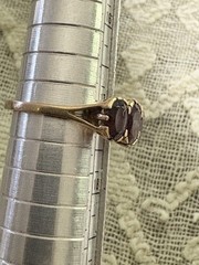 Vintage Art Deco Almandine Garnet Ring From London 9 CT Yellow Gold Size 7