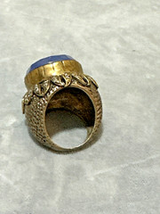 Chunky Statement Ring Boho Ethnic Tribal Blue Acrylic Stone Mixed Tone Size 6
