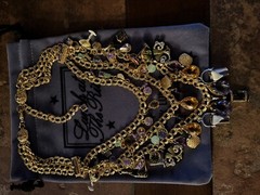 Lunch At The Ritz COCKTAILS Triple Strand Necklace; NEW, NEVER WORN, RARE!!!!