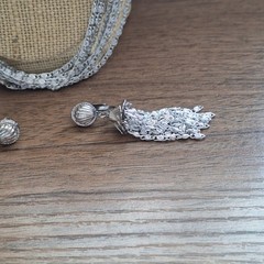 Vintage Celebrity ® Silvertone Cascade Necklace & Tassel Earrings Set 1960s Glam