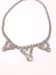Vintage Clear Rhinestone Necklace Silver Tone Crystal 15 in