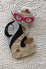Cat vintage style acrylic brooch