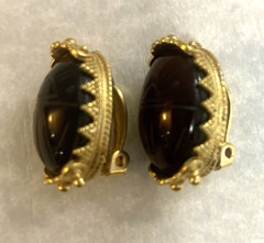 Metropolitan Museum of Art MMA Clip On Earrings Scarab Egyptian Revival Goldtone