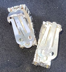 Vintage Clear Crystal Cluster Pave Rhinestone Silver Tone Clip On Earrings