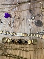 Vintage Estate Jewelery Lot Untested Gold Plated Chains 18 K GP Bail, 925