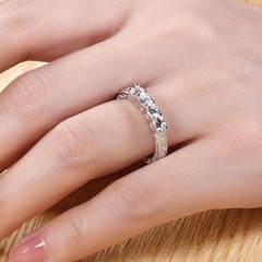Art Deco Round CZ Filigree Ring 925 Sterling Silver Anniversary Band
