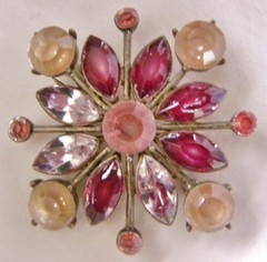 Star Burst Brooch-Pinks/purple stones silver setting KC-Kenneth Cole Signed Pin