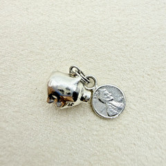 Vintage 925 Sterling Silver Small Piggy Bank Attached Coin Money Dangle Charm