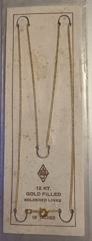 Vintage Yellow Gold Filled Chain USA Necklace GF 18” NOS soldered curb link