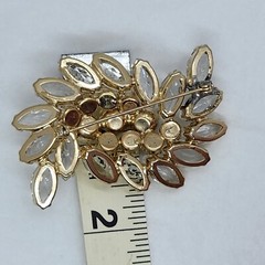 2.5″ Vintage Clear Navettes and AB Rhinestone Brooch Floral