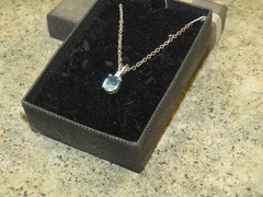 Vintage Blue Stone Silver Tone Necklace w/ Case