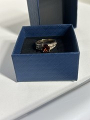 Vintage Red Cubic Zirconia Ring Gold Plated Womens Size 6