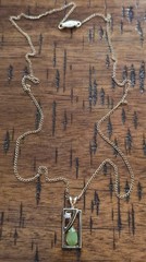 Vintage Mid Century Gold Filled Jade Pendant Necklace Geometric Diamond Accent