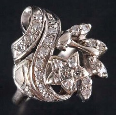 Vintage 1940’s 14k White Gold Single Round Diamond Star Style Ring .20ctw 4.7g