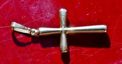 14k multi tone gold pendant 1.35″ diamond cut cross charm vintage 0.70gr N3392