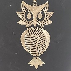 Vintage Necklace Large Articulated Owl Silver Tone Boho Statement Witchy Goth