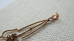 Antique Edwardian Lavalier 10K Gold 2mm Diamond Seed Pearl Pendant Art Nouveau