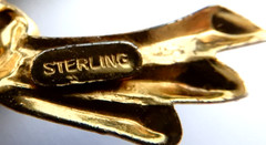 Vintage Sterling Silver Gold Wash Floral Brooch — 3.0″ x 2.0″ — 22.1 g — Enamel