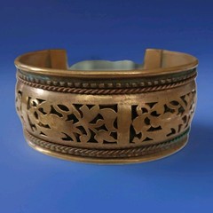 VTG Pierced Brass Cuff Bracelet India Filigree Chunky Statement Jewelry 29.4 gr