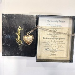 Vtg GORHAM STERLING Heart Pendant Peace Dove IOB COA Serenity Prayer EUC 🙏