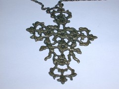 ART NOUVEAU ITALIAN CHERUB ROSES STERLING CINI PERUZZI CROSS PENDANT NECKLACE!