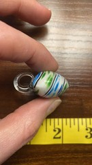 Vintage Murano Venetian Blue Green White Striped Heart Shaped Pendant