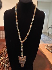 Rare Beaded Necklace with Hand Carved wooden elephant head