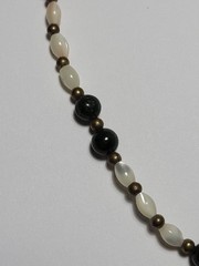 Vintage Green And White Beaded Necklace Natural Gemstones Brass Wire & Beads