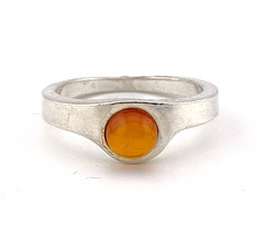 Modernist Minimalist Sterling Silver Baltic Amber Cigar Band Ring Size 8.5