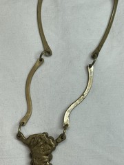 Nancy Aries Brutalist Necklace Copper And Brass 20″ Round Pendant 6″ Drop