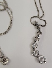Signed S Sterling 925 Italy Cubic Zircon CZ 1.75” Journey Pendant 18” Necklace