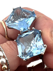 Sterling silver cufflinks with large faceted Blue Topaz gemstones 20mm unisex
