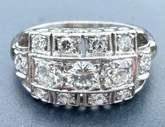 ESTATE 1950’s ANTIQUE PLATINUM SPARKLING DIAMOND VINTAGE RING