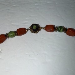 Miriam Haskell Vintage Hallmarked Green Gemstone 28 in. Necklace Damaged Bead