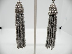 Vtg Sugarfix by Baublebar Signed Silver Tassel Beaded Women Earrings – 67c15