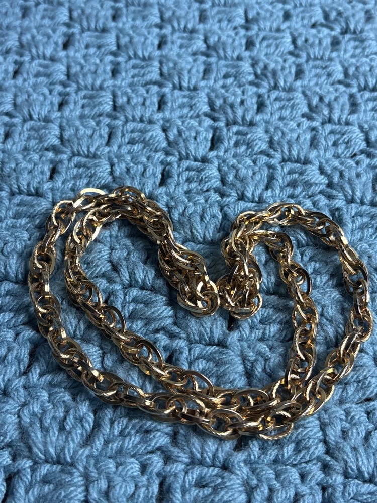 Vintage Goldtone Chunky Textured Chain Necklace No Clasp 28 inches Long