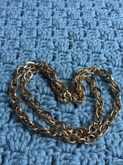 Vintage Goldtone Chunky Textured Chain Necklace No Clasp 28 inches Long