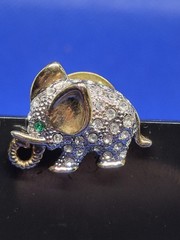 Beautiful Elephant Lapel/ Pin Gold Tone With Stones. I welcome offers