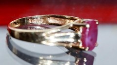 10k yellow gold sz 4.5 ring 0.80ct natural, treated ruby solitaire 1.47gr Nissko