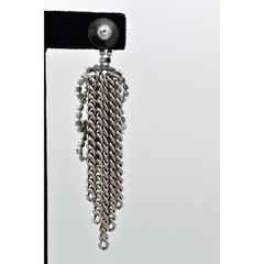 Vintage Crystal Fringe Earrings Silver Chain Drip Chunky Dangle Chandelier 9C