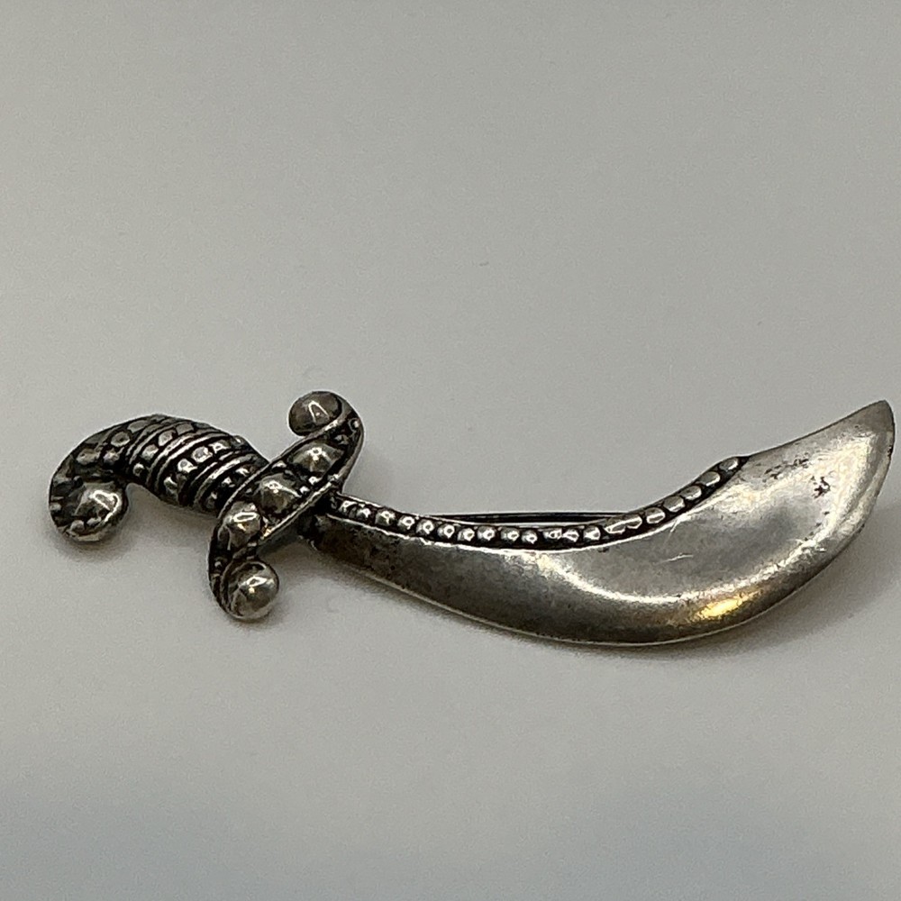 SS013 Rare 925 Sterling Silver Pirate Cutlass Sword Brooch 1940’s Marathon Co.