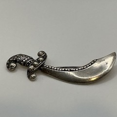 SS013 Rare 925 Sterling Silver Pirate Cutlass Sword Brooch 1940’s Marathon Co.