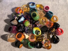 40+ Vintage Bakelite Lucite Etc plastic ring collection! Many sizes & designs!