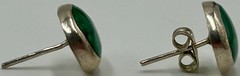 Vintage TF-26 925 Sterling Silver Malachite Earrings Made In Mexico