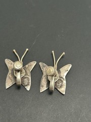 Vintage Mexico 925 Sterling Silver Abalone Butterfly Screw Back Earrings
