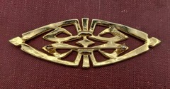 3.5″ JJ Horizontal Shaped Gold-Toned Symmetrical Hammered Metal Brooch